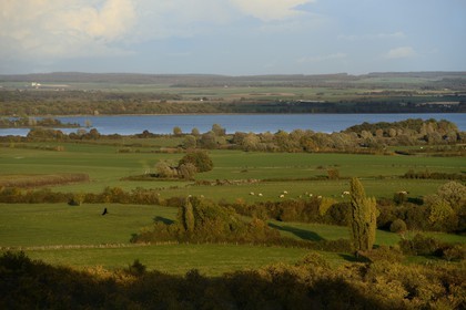 France, Meuse, Lorraine Regional Park, Cotes de Meuse, the plain of Woevre and the Lake Madine in the background