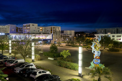 France, Loire-Atlantique, Saint-Nazaire, the Ruban Bleu shopping center and the Mermaid sculpture by artist Federica Matta