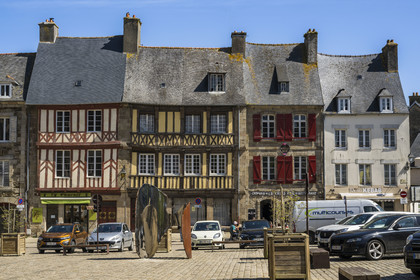 France, Côtes-d'Armor, Tréguier, facade of a half-timbered house typical of Tregor county on the place du Martray