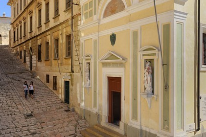 Italy, Tuscany, Elba Island, Portoferraio, Church of Mercy (Misericordia Reverenda) at the bottom of the stairs of Via Napoleone, Madame Mere came there to pray as well as Napoleon