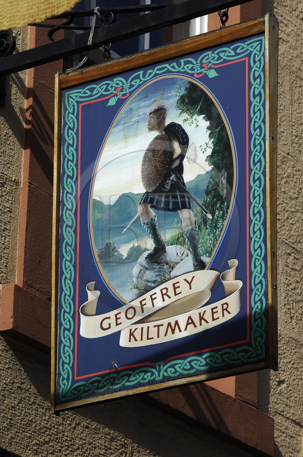 Royaume-Uni, Ecosse, Edimbourg, enseigne de couturier spécialiste en kilts