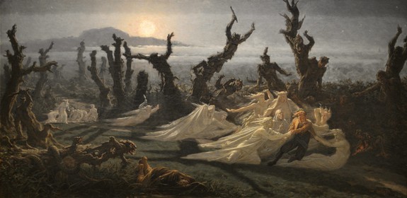 France, Finistere, Quimper, musee des Beaux Arts, The washerwomen of The Night (Les Lavandières de La Nuit) (1861) by the painter Yan'Dargent