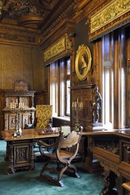 Roumanie, Valachie, Sinaia, château de Peles ancienne résidence royale édifiée de 1875 à 1883 pour le roi Carol Ier de Roumanie, le bureau du Roi