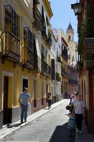 Spain, Andalusia, Seville, calle San Luis and San Marcos church