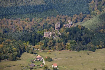 France, Bas Rhin, Vieux Windstein Castle (aerial view)