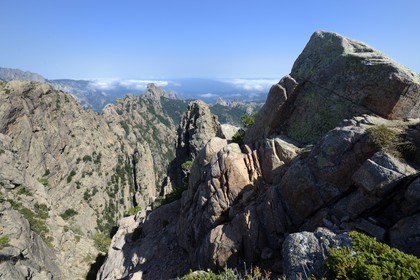 France, Corse du Sud, Alta Rocca, massif of Bavella from the Punta Velacu