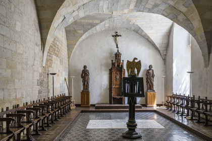 France, Bouches-du-Rhône (13), Tarascon, La Montagnette, abbaye Saint-Michel de Frigolet (XIIe siècle), salle du chapitre