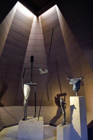 Switzerland, canton of Valais, Martigny, Pierre Gianadda Foundation, Gallo-Roman museum, head and leg of a three-cornered bronze bull, sacred animal from Gallic mythology, found in the excavations at the Martigny forum