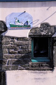 France, Morbihan, Groix island, window of a home