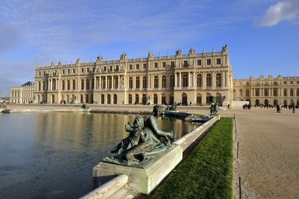 France, Yvelines, Chateau de Versailles, listed as World Heritage by UNESCO, pool surrounded with bronze statues symbolizing the rivers of France