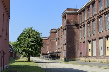 France, Haut Rhin, Mulhouse, partially deserted buildings of the DMC (Dollfus-Mieg and Company) textile company, the factory