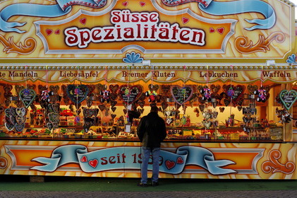 Germany, Bremen, mobile shop of sweets (fair)