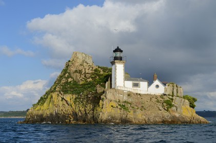 France, Finistere, Morlaix bay, Carantec, lighthouse of Louet island (also a guest house in summer)