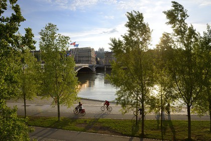France, Rhone, Lyon, Rhone river banks, the quai General Sarrail and the Lafayette bridge