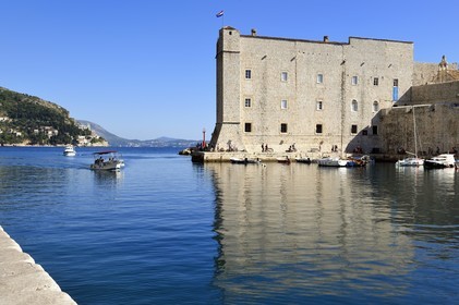 Croatia, Dalmatia, Dalmatian coast, Dubrovnik, Historic Centre listed as World Heritage by UNESCO, the port and the building of the Tour Saint Jean