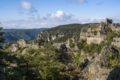 France, Aveyron, Causses and the Cevennes, cultural landscape of Mediterranean agro-pastoralism, listed as World heritage by UNESCO, Causse Noir, La Roque Sainte Marguerite, chaos of Montpellier-le-Vieux, the Cité de Pierres (City of Stones)