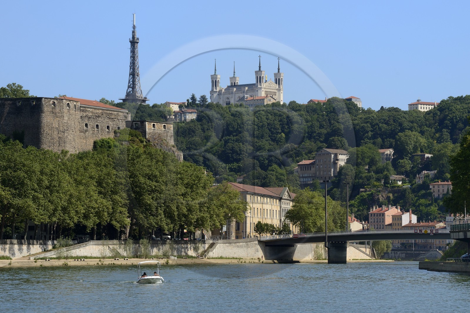 France, Rhône (69), Lyon, site historique classé Patrimoine Mondial de l'UNESCO, quartier de la Croix-Rousse, le fort Saint-Jean qui domine la Saône