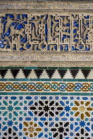 Spain, Andalusia, Seville, the Alcazar of Seville (Reales Alcazares de Sevilla), listed as World Heritage by UNESCO, Mudejar Palace or Palace of Pedro I, zelliges of the Courtyard of the Maidens (Patio de las Doncellas)