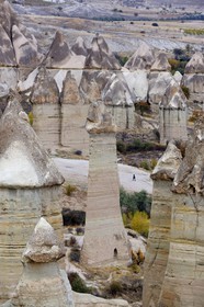 Turquie, Anatolie Centrale, province de Nevsehir, Cappadoce classée Patrimoine Mondial de l'UNESCO, environs d'Uçhisar, vallée de l'Amour, paysage d'érosion et cheminées de fées
