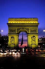 France, Paris, Arc de Triomphe (Triumphal Arch) on Champs Elysees avenue