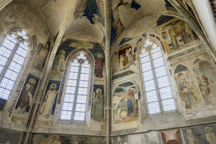 France (30), Gard, Villeneuve-lès-Avignon, la Chartreuse Notre-Dame-du-Val-de-Bénédiction, la chapelle des fresques réalisées par Matteo Giovannetti attenante au Grand Tinel