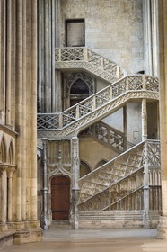 France, Seine-Maritime (76), Rouen, la Cathédrale Notre-Dame, escalier dit des libraires, typique du style gothique