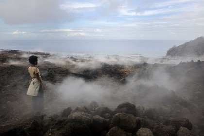 France, Reunion island (French overseas department), Piton de la Fournaise, listed as World Heritage by UNESCO volcano, the Grand Brule, lava flow of 2007