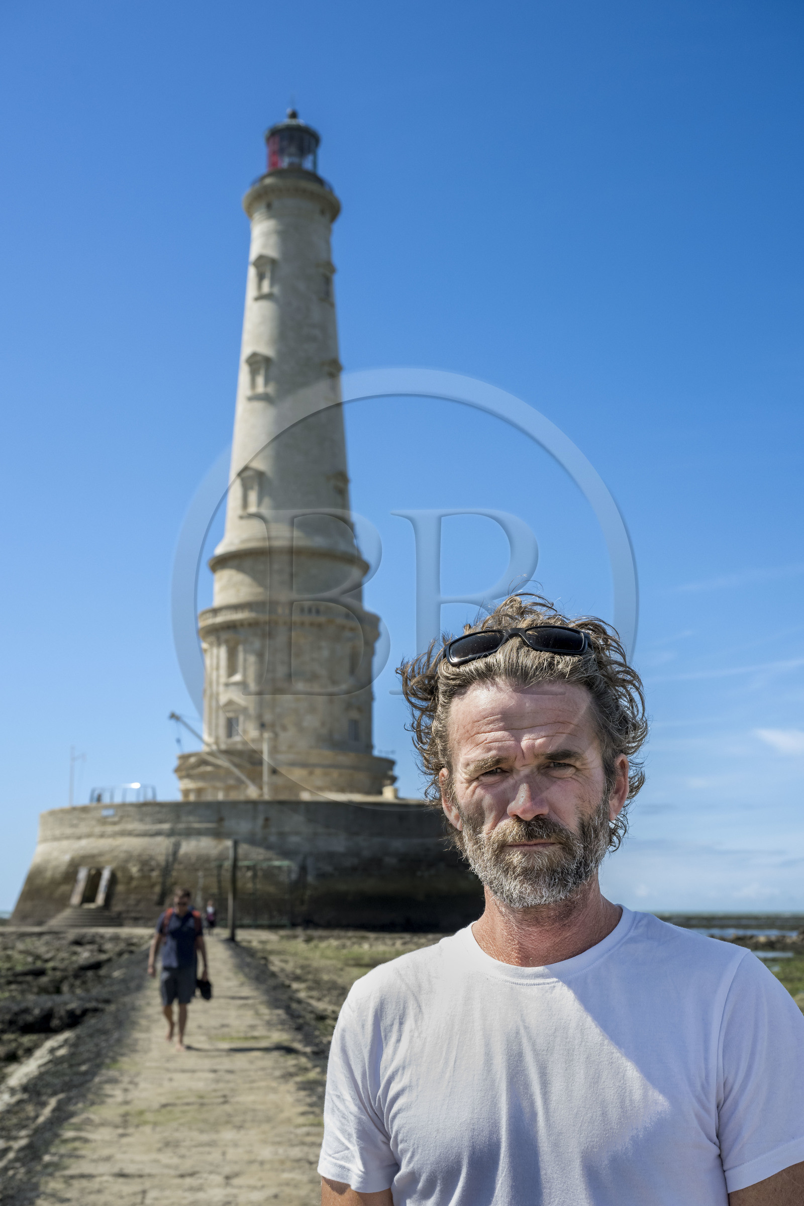 France, Gironde (33), le Verdon-sur-Mer, phare de Cordouan, classé Patrimoine Mondial de l'UNESCO, le gardien de phare Benoit Jenouvrier