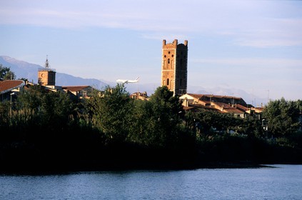 France, Pyrenees Orientales, city of Rivesaltes and the Agly river