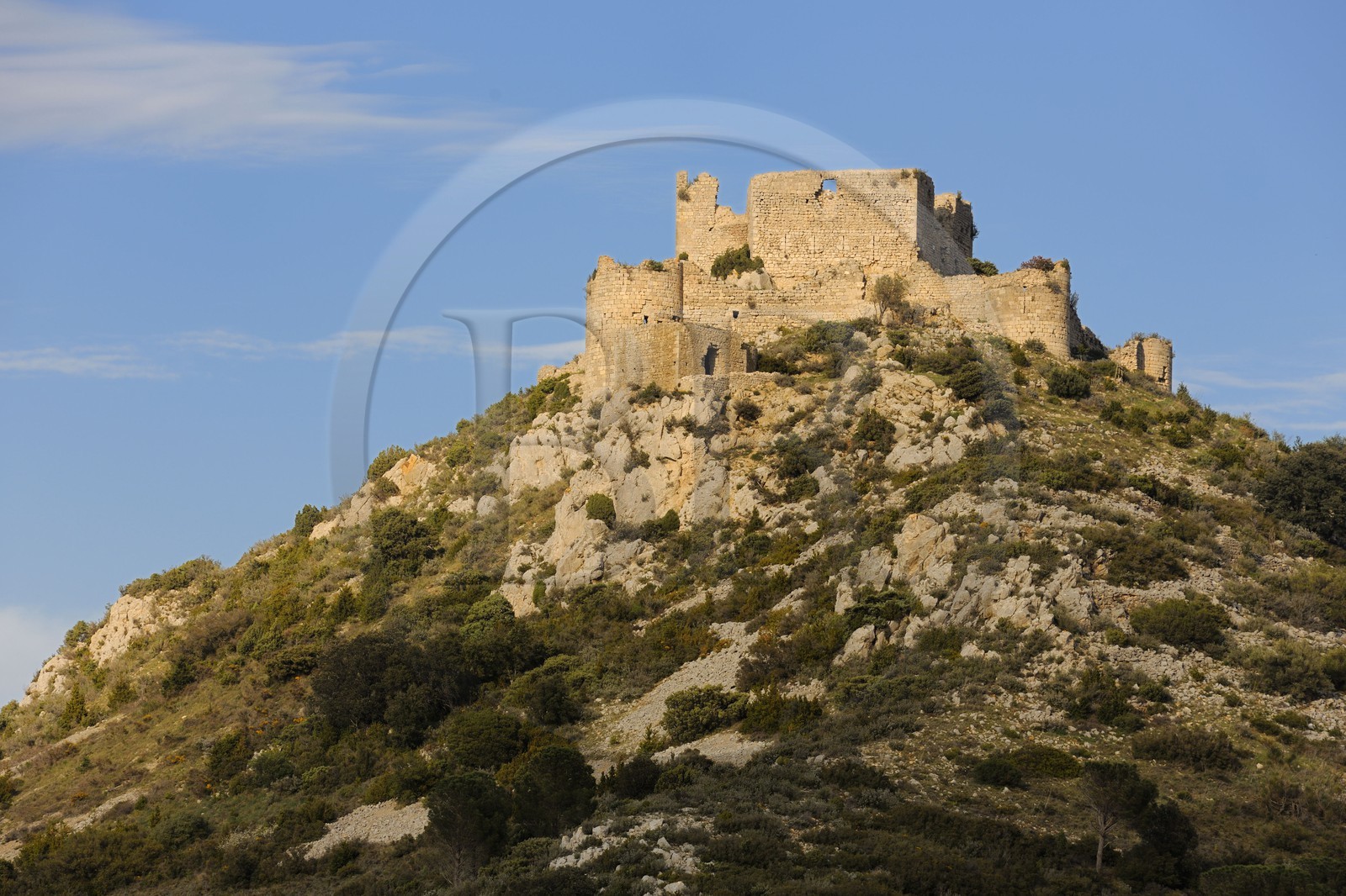 France, Aude (11), ruines du château cathare d’Aguillar dans les Corbières