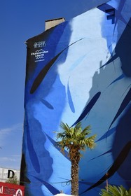 France, Var, Toulon, fresco dedicated to the sea on a harbor wall by artist Michael Beerens