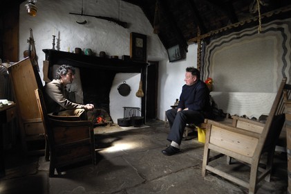 Royaume-Uni, Ecosse, les Shetland, Sud du Mainland, Croft house museum, petite ferme traditionnelle à toit de chaume