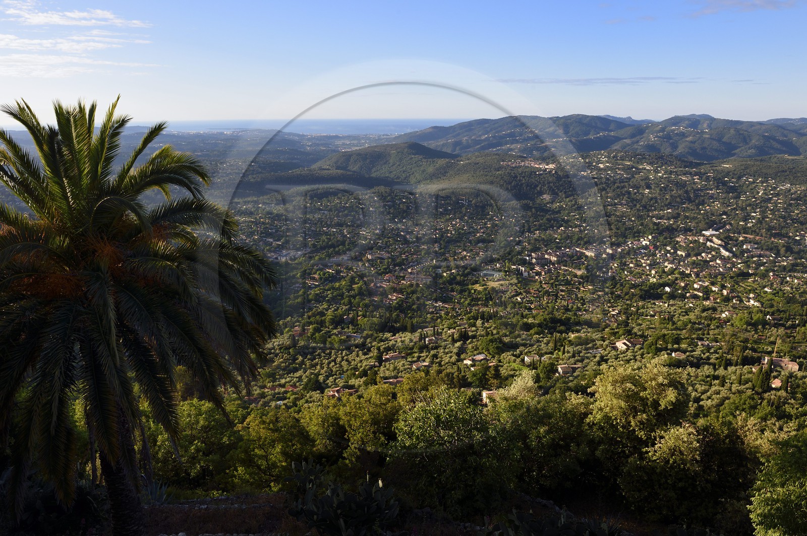 France, Alpes-Maritimes, Grasse region, Cabris, view over the region of Grasse and the Bay of Cannes