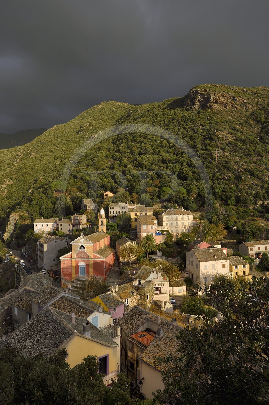 France, Haute-Corse (2B), Cap Corse, Nonza, l'église Sainte-Julie datant du XIVe siècle