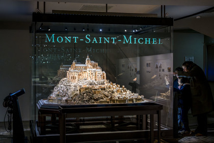 France, Paris, Hotel des Invalides, Army Museum, Musée des Plans-Reliefs (relief maps museum), the Mont Saint-Michel, model made by a monk of the abbey using playing cards before 1691, 1 144 scale model