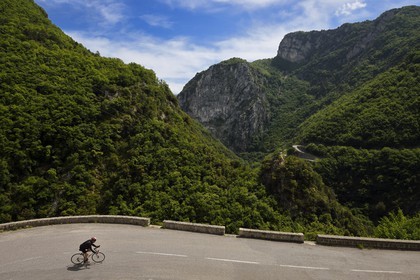 France, Alpes-Maritimes, national park of Mercantour, the Moulinet road in the Bevera valley