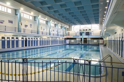 France, Ille-et-Vilaine, Rennes, 1920s Saint George Municipal Pool with mosaics from Isidore Odorico