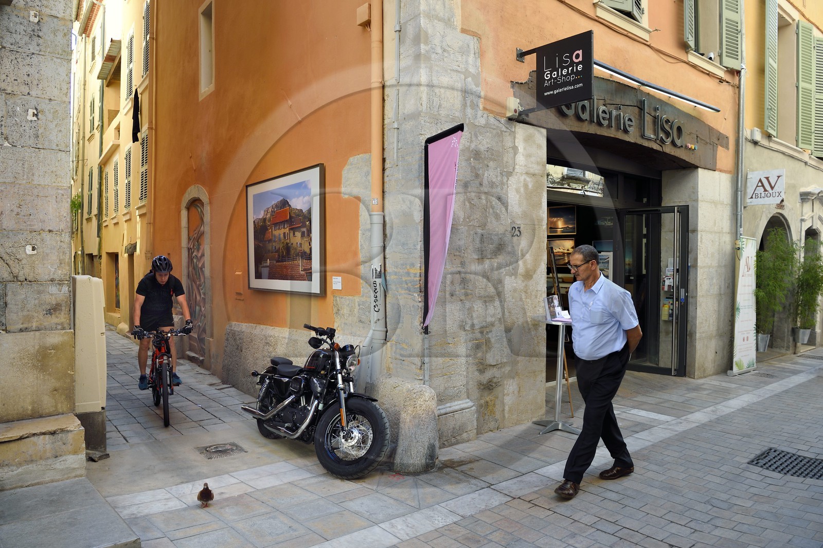 France, Var (83), Toulon, quartier du petit Chicago à l'angle rue du noyer et rue Pierre Semard alias la rue des Arts alias rue du Canon, exposition de photographies de Daragh Soden dans la rue