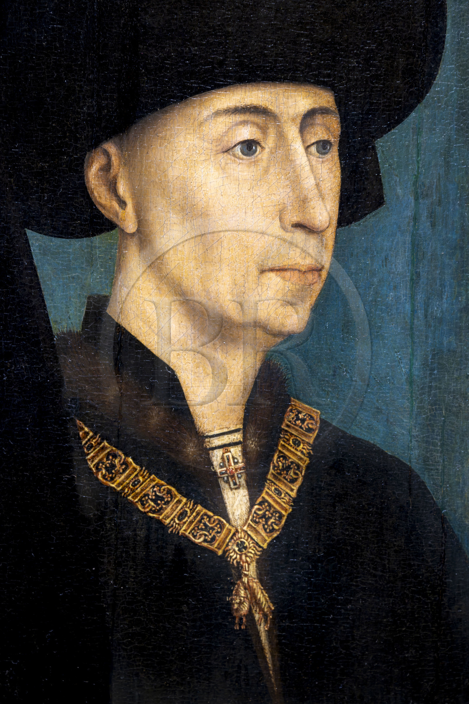 France, Côte-d'Or (21), Dijon, zone classée Patrimoine Mondial de l'UNESCO, Musée des Beaux-Arts dans l'ancien palais des ducs de Bourgogne,portraits des Ducs de Bourgogne (détail), Philippe le Bon (de 1419 à 1467)