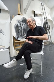 France, Ivry sur Seine, the artist Ernest Pignon-Ernest in his studio
