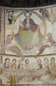 France, Loir et Cher, Saint-Jacques-des-Guerets, Romanesque church of Saint-Jacques built in the twelfth century, Christ in Majesty