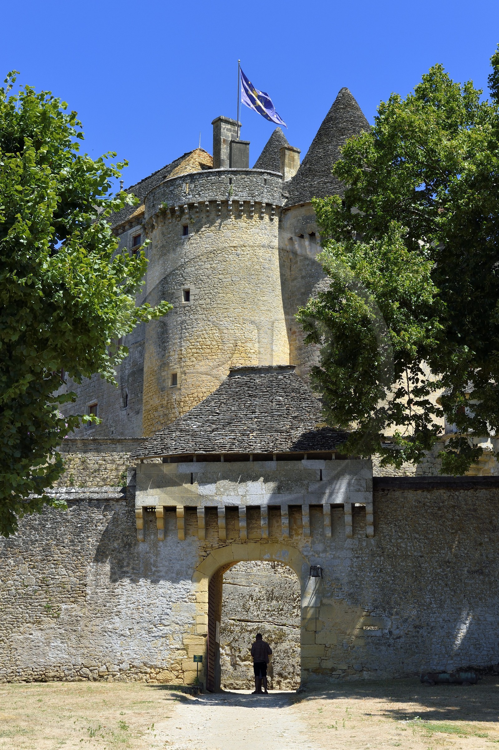 France, Dordogne (24), Périgord Noir, vallée de la Dordogne, Sainte-Mondane, le chateau de Fénelon, le premier chatelet