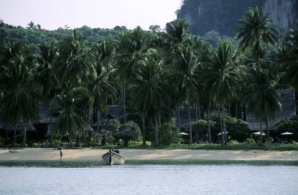 Thaïlande, Archipel de Ko Phi Phi, île de Phi Phi Don, Loh Ba Koa Bay, resort de luxe Pee Pee island village