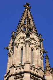 France, Haut Rhin, Mulhouse, Place de la Reunion (Reunion's Square), detail of St Etienne Temple