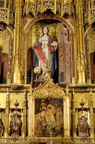 Espagne, Andalousie, Malaga, la cathédrale, Catedral Basílica de la Encarnacion, chapelle de Sainte Barbe (Capilla de santa Barbara), retable gothique