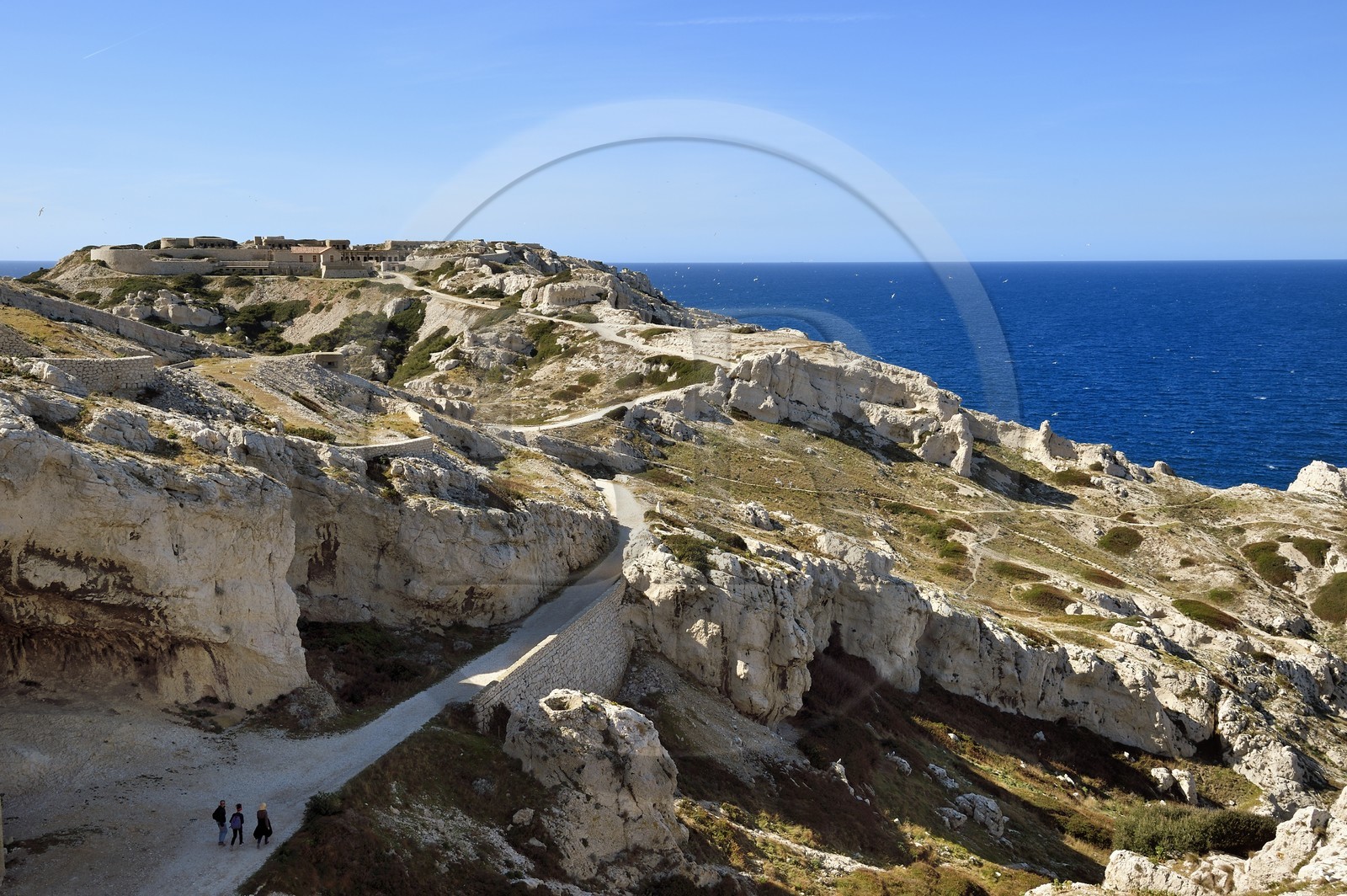 France, Bouches-du-Rhône (13), Marseille, Parc National des Calanques, Archipel des Iles du Frioul, Ile de Pomègues, fort et batterie française de Caveaux