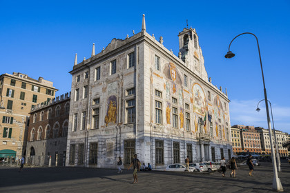 Italy, Liguria, Genoa, the San Giorgio palace built in 1260 decorated with frescoes by Carlo Braccesco including Saint George fighting the dragon, Marco Polo was an illustrious prisoner and dictated his memoirs there
