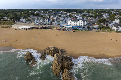France, Loire-Atlantique (44), Estuaire de la Loire, Saint-Nazaire, plage de Saint-Marc-sur-Mer (vue aérienne)