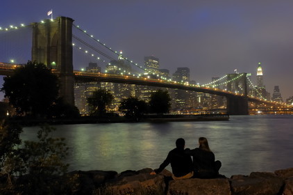 United States, New York, Manhattan, Brooklyn Bridge and the south of Manhattan
