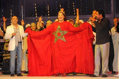 Morocco, Oriental Region, Mediterrania Saidia Seaside Resort, inauguration night of 19 June 2009, the singers Faudel Belloua, Saïda Sharaf and Cheb Khaled